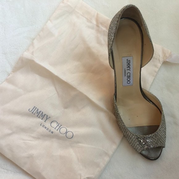 Jimmy Choo Open-toed Silver Heels - Picture 3 of 4